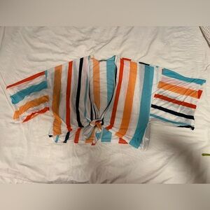 Charlotte Russe Orange and Blue Striped Top